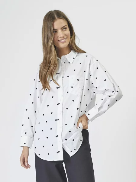 Co'couture Bluză Heart negru alb