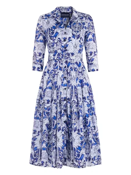 Rochie midi Samantha Sung cu imagine plisată până la genunchi albastru