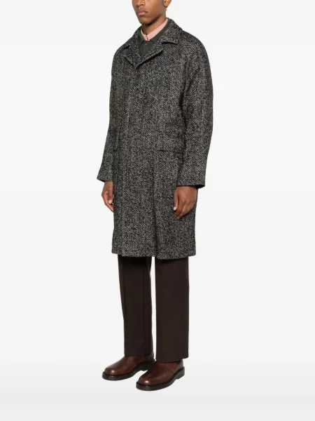 Palton Tagliatore cu model herringbone negru