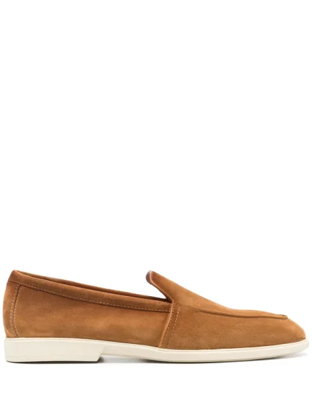 Pantofi loafer Santoni din piele de căprioară maro