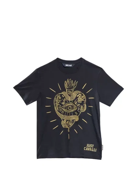 Tricou Just Cavalli cu imagine cu motiv cu inimi negru