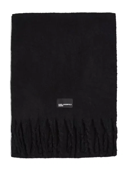 Fular Karl Lagerfeld Jeans cu franjuri negru