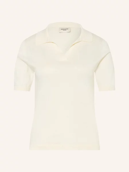 Weekend Max Mara Pletené Polo Tričko Roncolo S Hedvábím režná