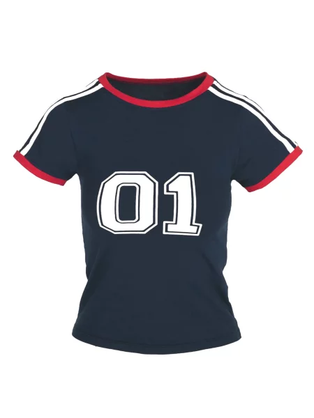 Imily Bela Tricou bleumarin / roșu alb