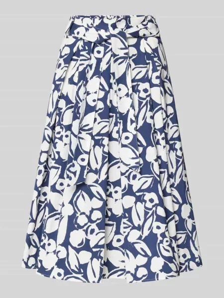 Spódnica midi z elastycznym brzegiem i do wiązania More & More granatowa