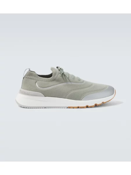 Sneakerși Brunello Cucinelli tricotate verde