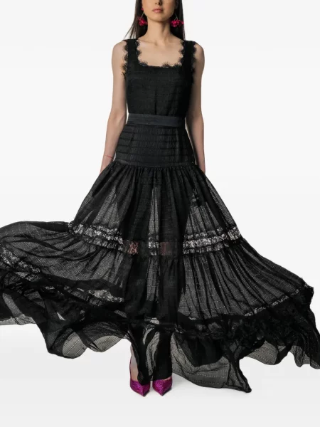 Rochie maxi Miau By Clara Rotescu din dantelă negru