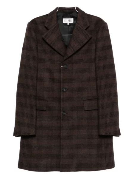 Kostkovaný kabát Mm6 Maison Margiela hnědý