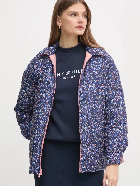 Oboustranná bunda Pepe Jeans FLEUR DAILY přechodná oversize růžová