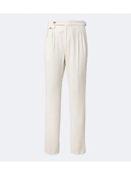 Pantaloni Brunello Cucinelli de catifea cord alb