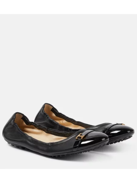 Usnjene balerinke Tod's črna