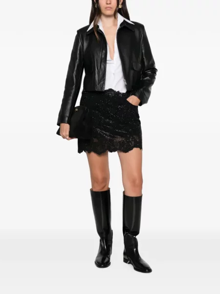 Fusta mini Ermanno Scervino cu paiete din dantelă negru