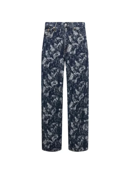 Decupat blugi drepți Levi's® zdrențuiți conici albastru