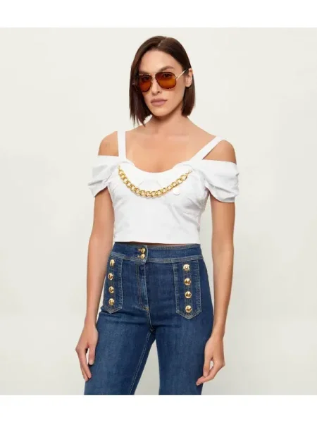 Cropp top Elisabetta Franchi alb