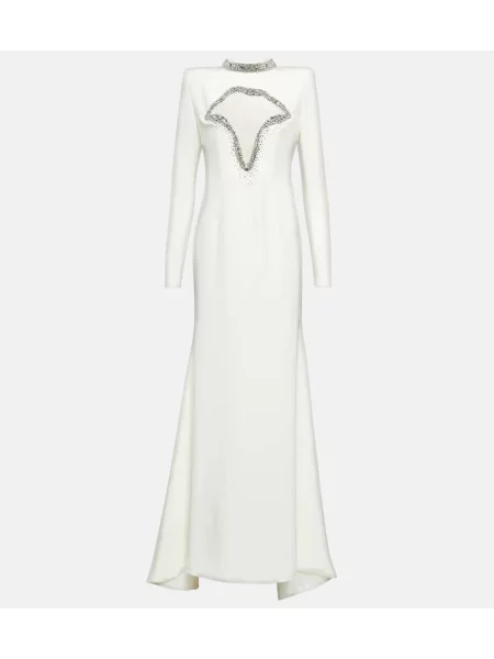 Jedwabna sukienka Miss Sohee z kryształkami biała