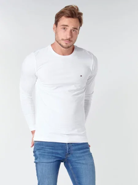 Tričko s dlouhým rukávem Tommy Hilfiger s dlouhými rukávy bílé