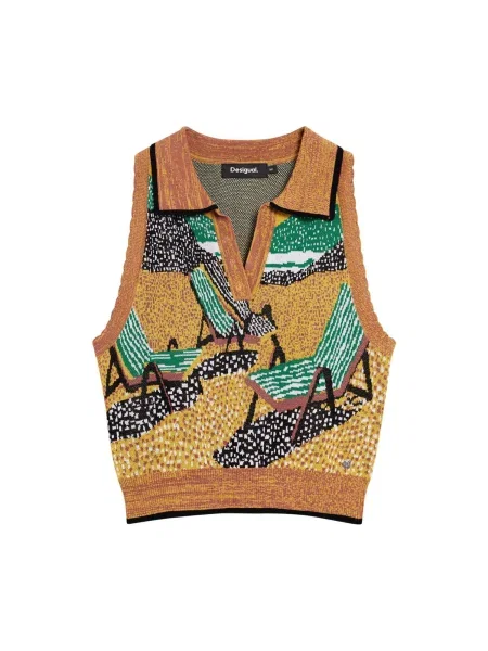 Desigual Pulover maro / verde negru