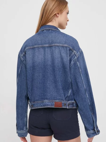 Džínová bunda Pepe Jeans přechodná oversize modrá