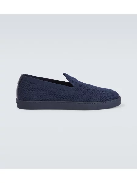 Slip on platno hlačke Giorgio Armani modra