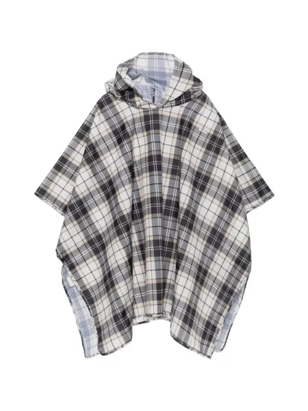 Poncho Barbour în carouri cu glugă cu imagine