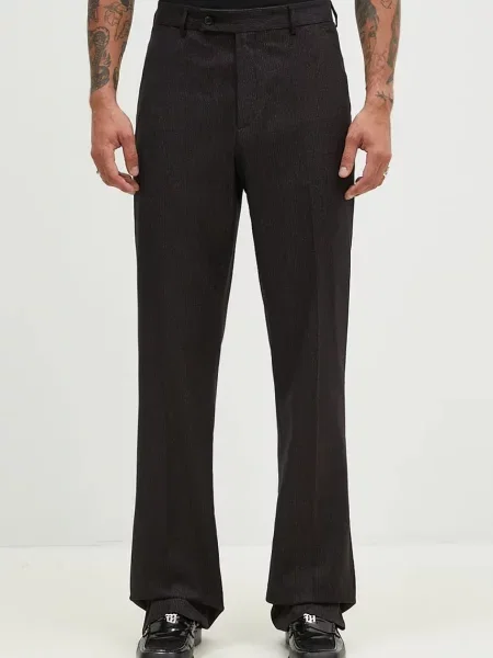 Hlače s primjesom vune Martine Rose Tailored Relaxed Fit Trouser ravni kroj crna