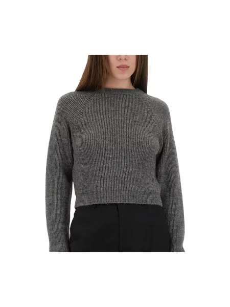 Sweter Moschino wełniany szary
