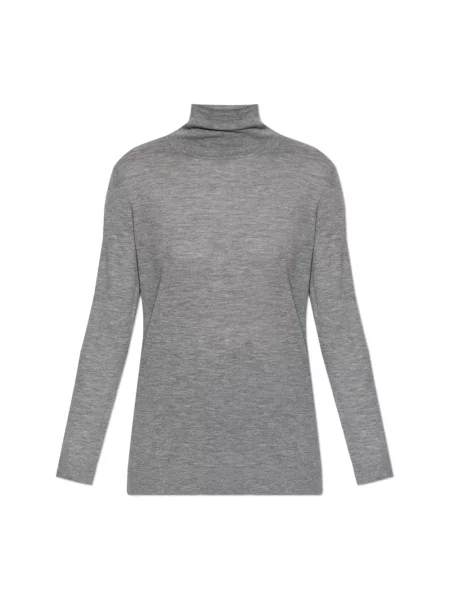 Lniany sweter z golfem Lisa Yang szary