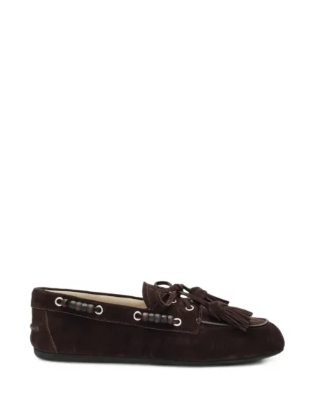 Pantofi loafer Miu Miu din piele de căprioară maro