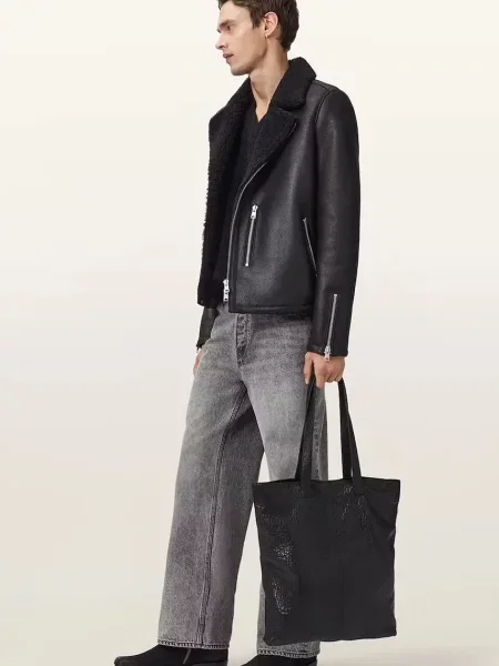 Байкерская кожаная куртка Allsaints черная