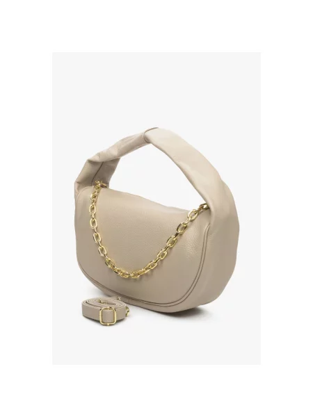 Сумка-півмісяць шкіряна Estro бежева