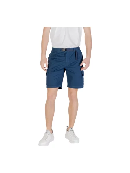 Lniane bermudy Hugo Boss niebieskie