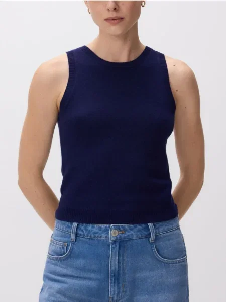 Reserved Vestă de lână bleumarin