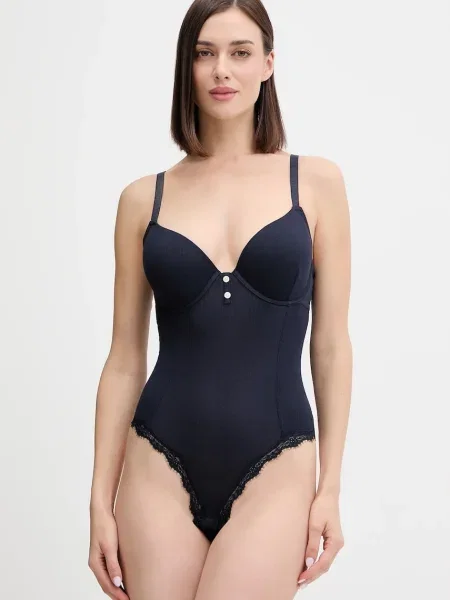 Боди Emporio Armani Underwear с изчистен дизайн тъмносиньо