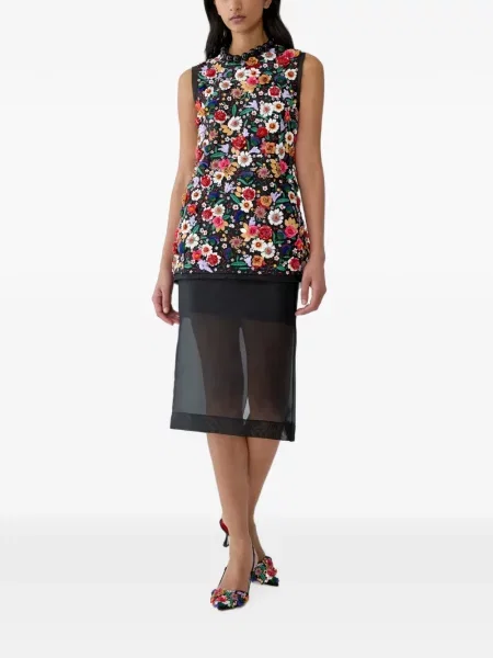 Fustă midi Carolina Herrera de mătase negru