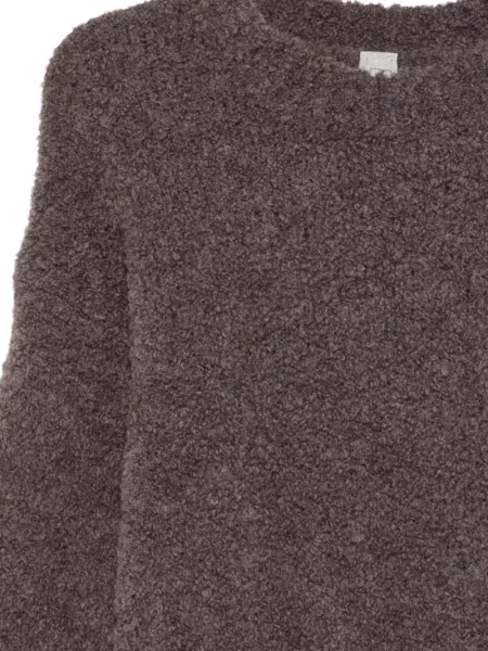 Bouclé pulover Private 0204 cu decolteu rotund maro