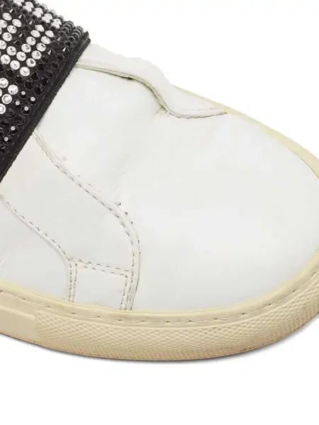 Кожени маратонки Philipp Plein с кристали бяло