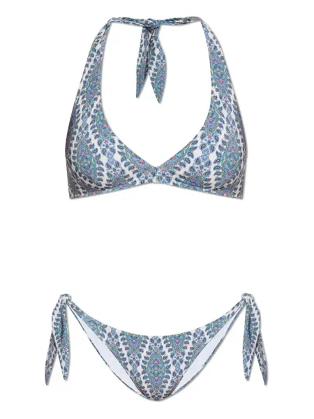 Bikini Etro cu imagine cu model paisley albastru