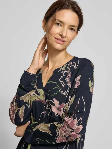 Bluzka z mieszanki bawełny krój regular fit Tom Tailor granatowa