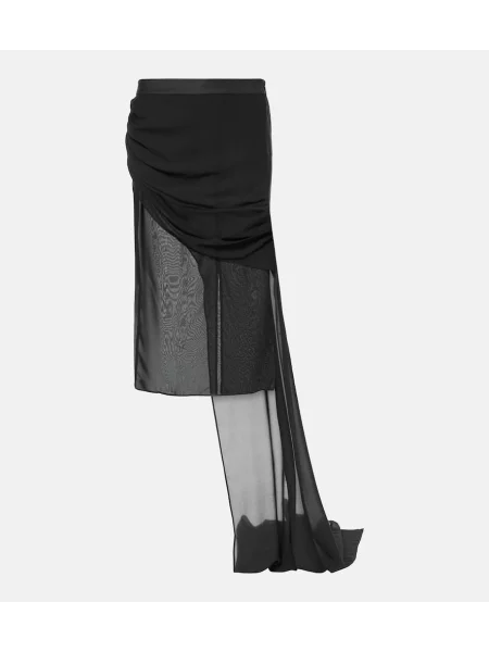 Spódnica midi Didu szyfonowa drapowana do kolan czarna