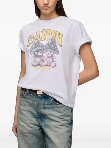 Ursuleț de pluș tricou Ganni alb