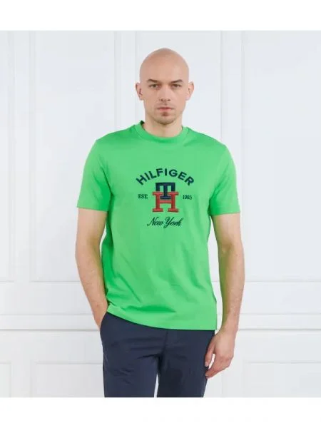 Tommy Hilfiger Tricou CURVED MONOGRAM verde
