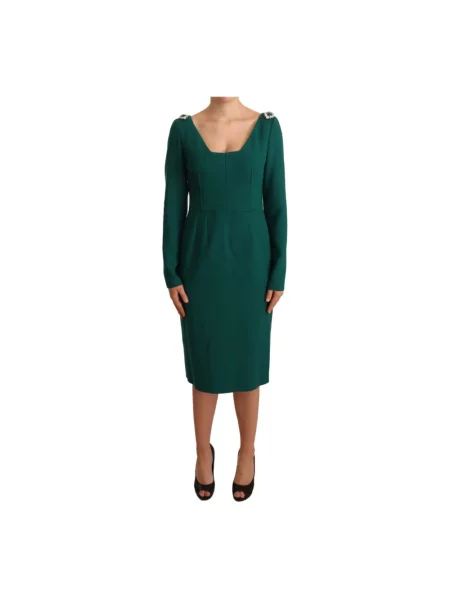 Sukienka midi Dolce And Gabbana wełniana zielona