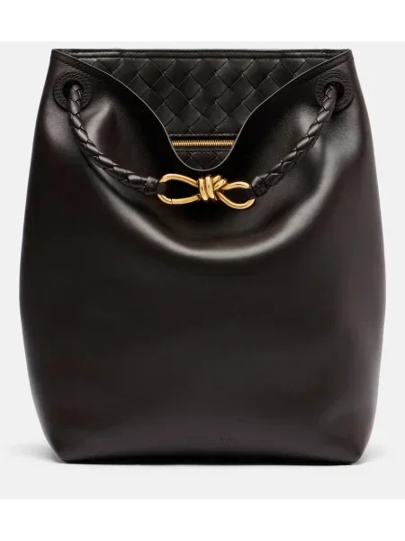 Usnjena bucket torba Bottega Veneta rjava