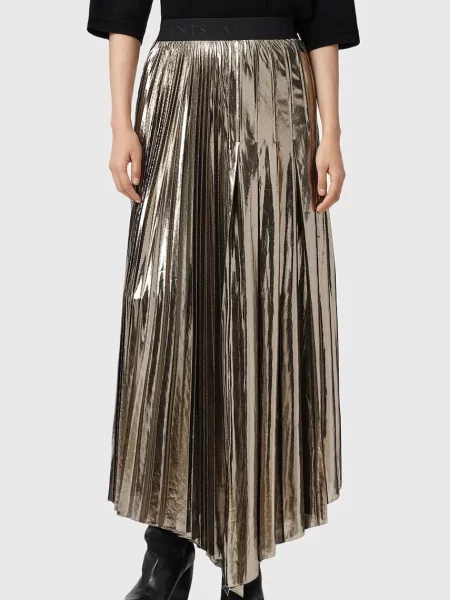Спідниця AllSaints JAX maxi розкльошена золотий