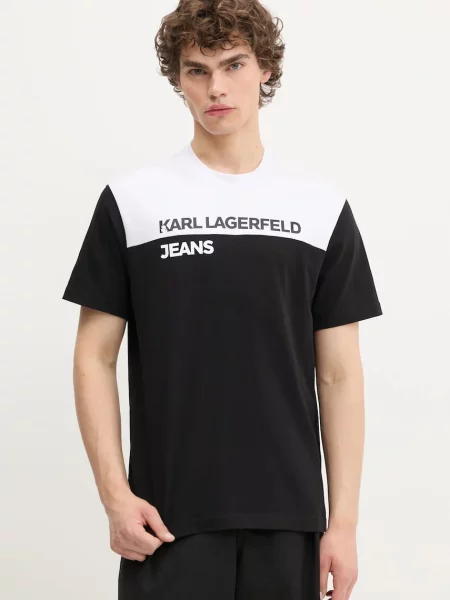 Тениска Karl Lagerfeld Jeans с десен черно