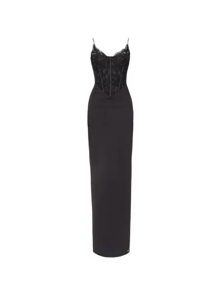 Rochie maxi Nissa din dantelă negru
