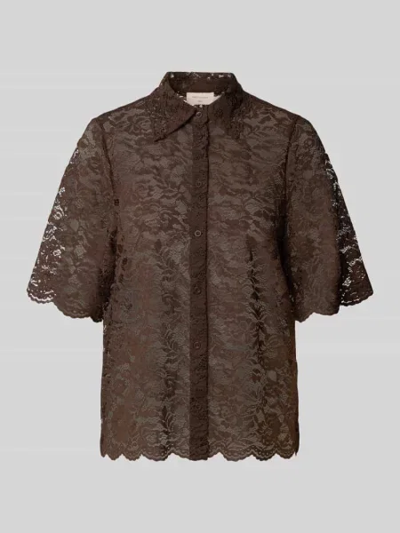 Bluzka koszulowa o kroju relaxed fit z koronki model Lacina' Free/quent