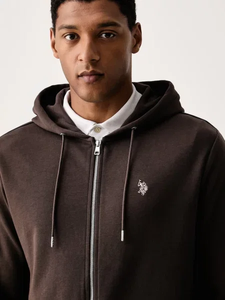 U.S. Polo Assn. кофта на застібці з капюшоном з бавовною DHM Interlock Zip