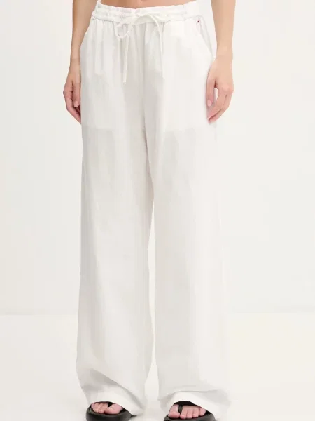 Tommy Jeans pantaloni din amestec de in bej