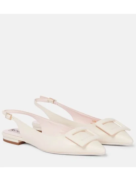 Balerini Roger Vivier din piele slingback alb